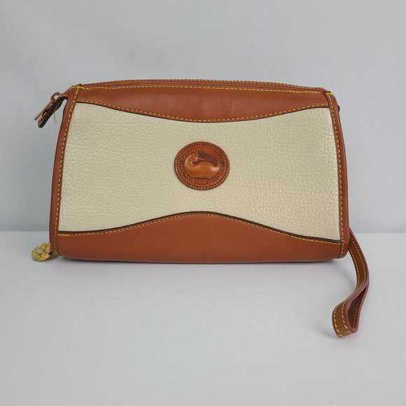 Dooney & Bourke Handbags - Vintage Dooney & Bourke Cream Leather Crossbody Wristlet